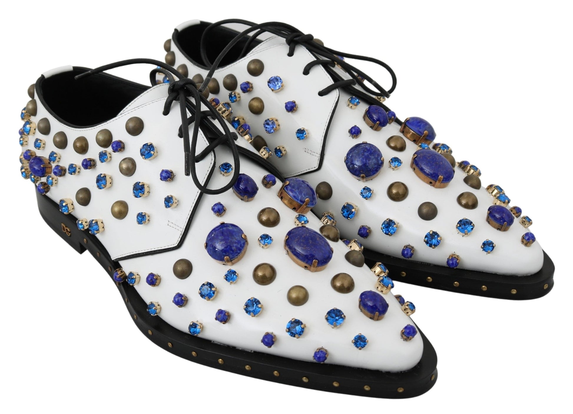 Chaussures Brogue en cuir blanc à cristaux Dolce &amp; Gabbana