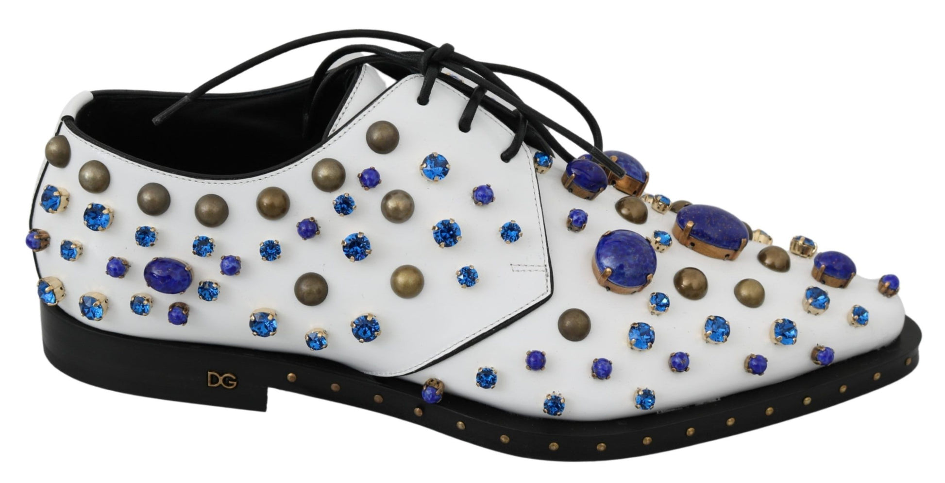 Chaussures Brogue en cuir blanc à cristaux Dolce &amp; Gabbana