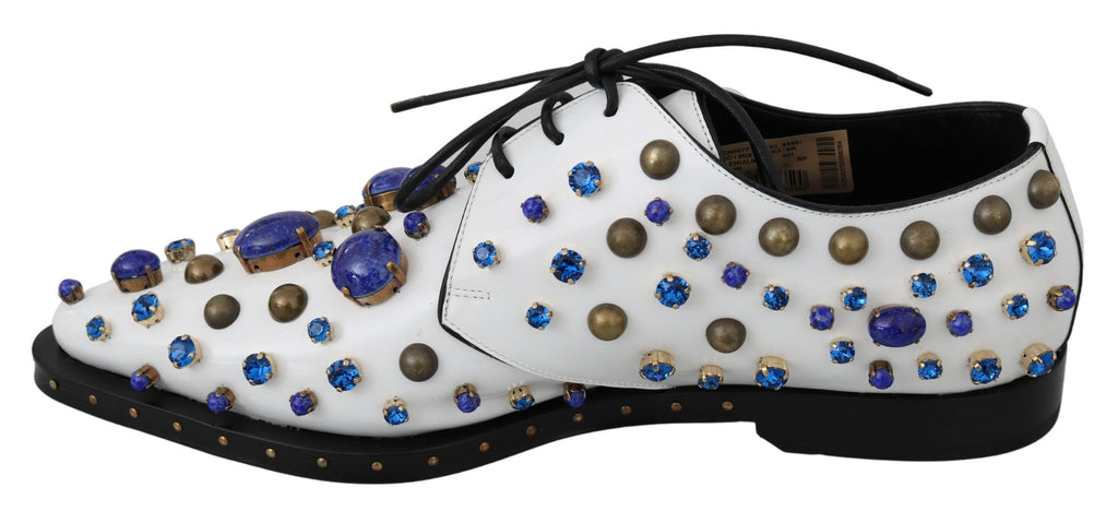 Chaussures Brogue en cuir blanc à cristaux Dolce &amp; Gabbana