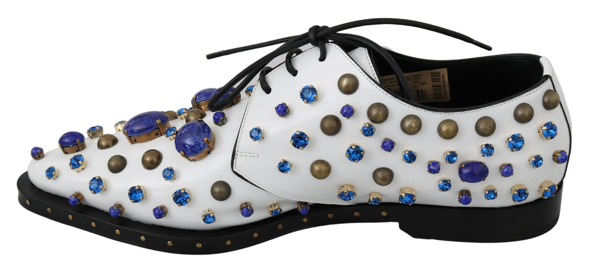 Chaussures Brogue en cuir blanc à cristaux Dolce &amp; Gabbana