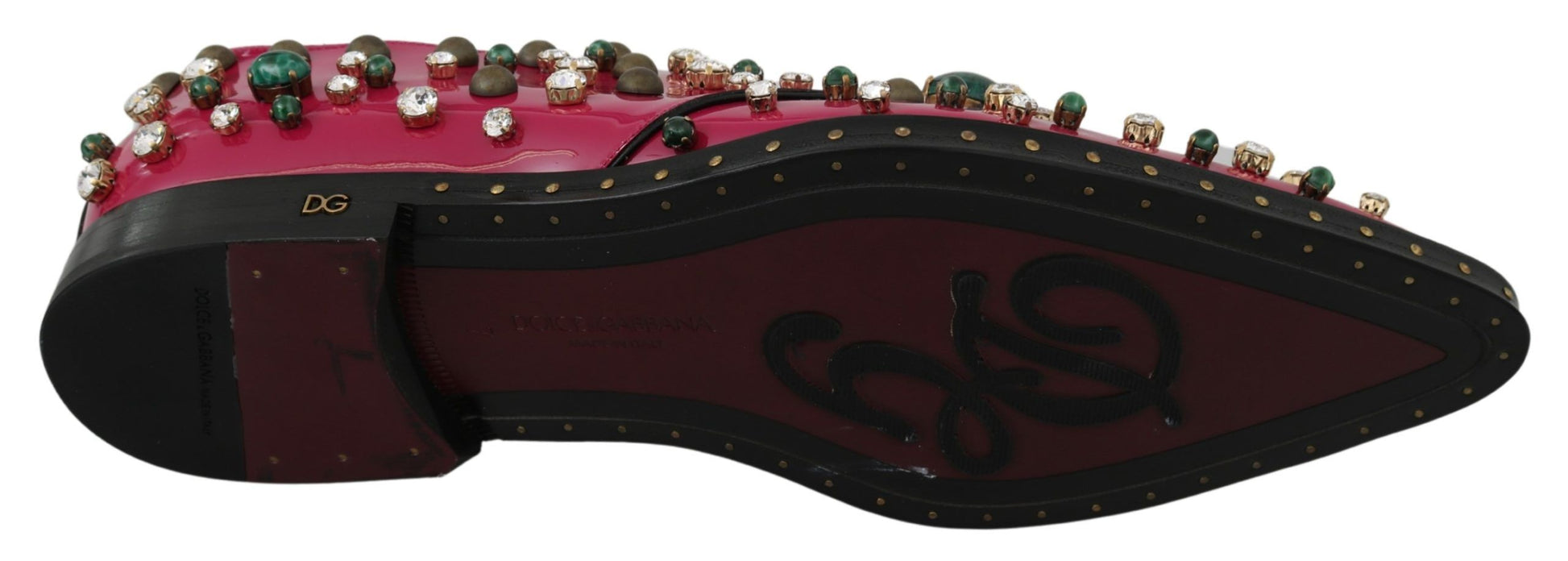 Chaussures Brogue en cuir rose à cristaux Dolce &amp; Gabbana