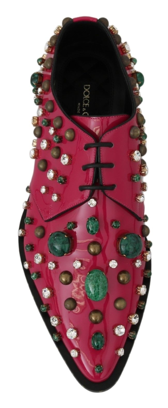 Chaussures Brogue en cuir rose à cristaux Dolce &amp; Gabbana