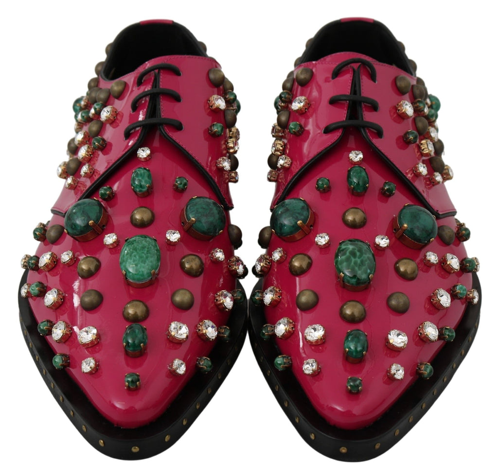 Chaussures Brogue en cuir rose à cristaux Dolce &amp; Gabbana