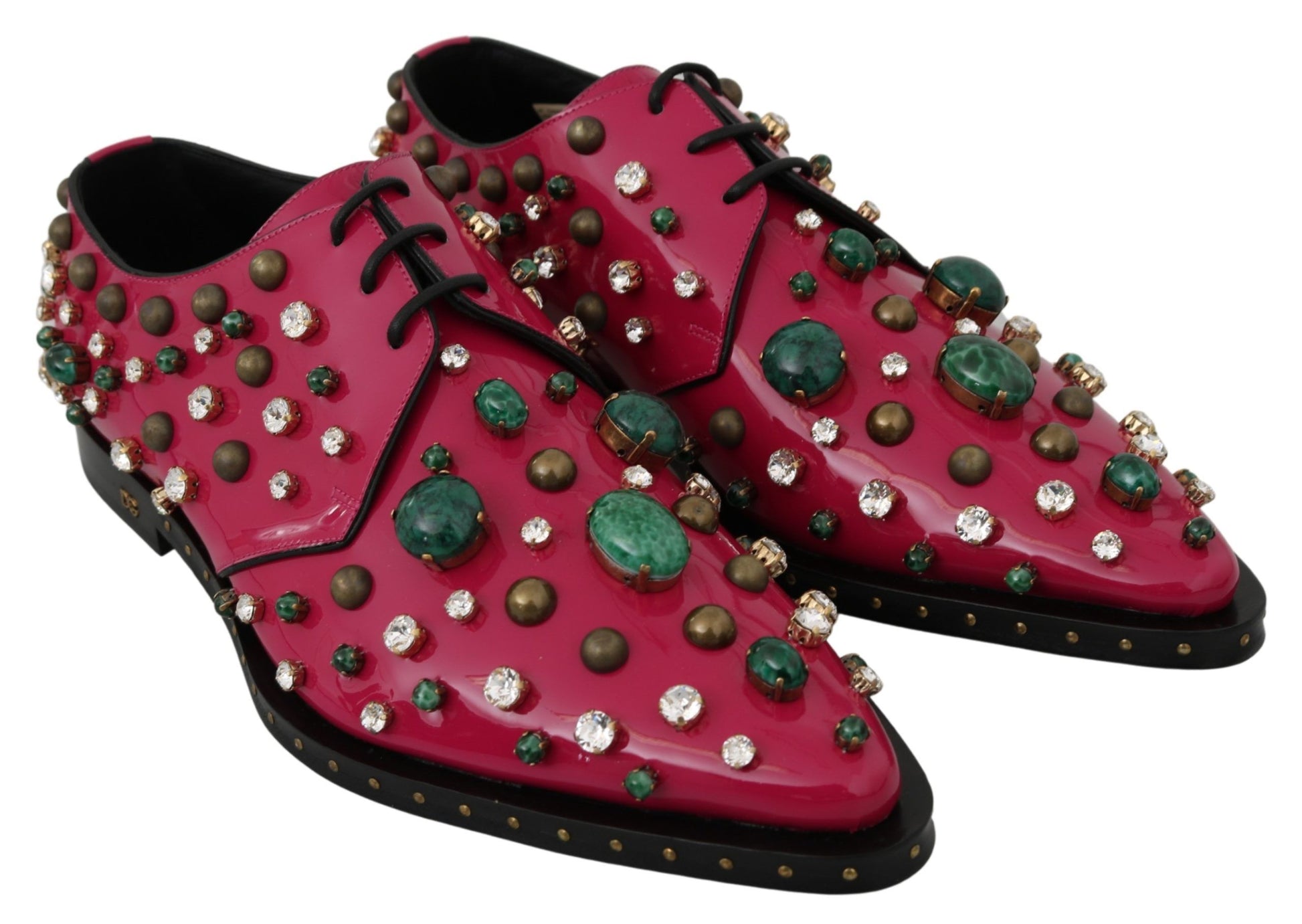 Chaussures Brogue en cuir rose à cristaux Dolce &amp; Gabbana