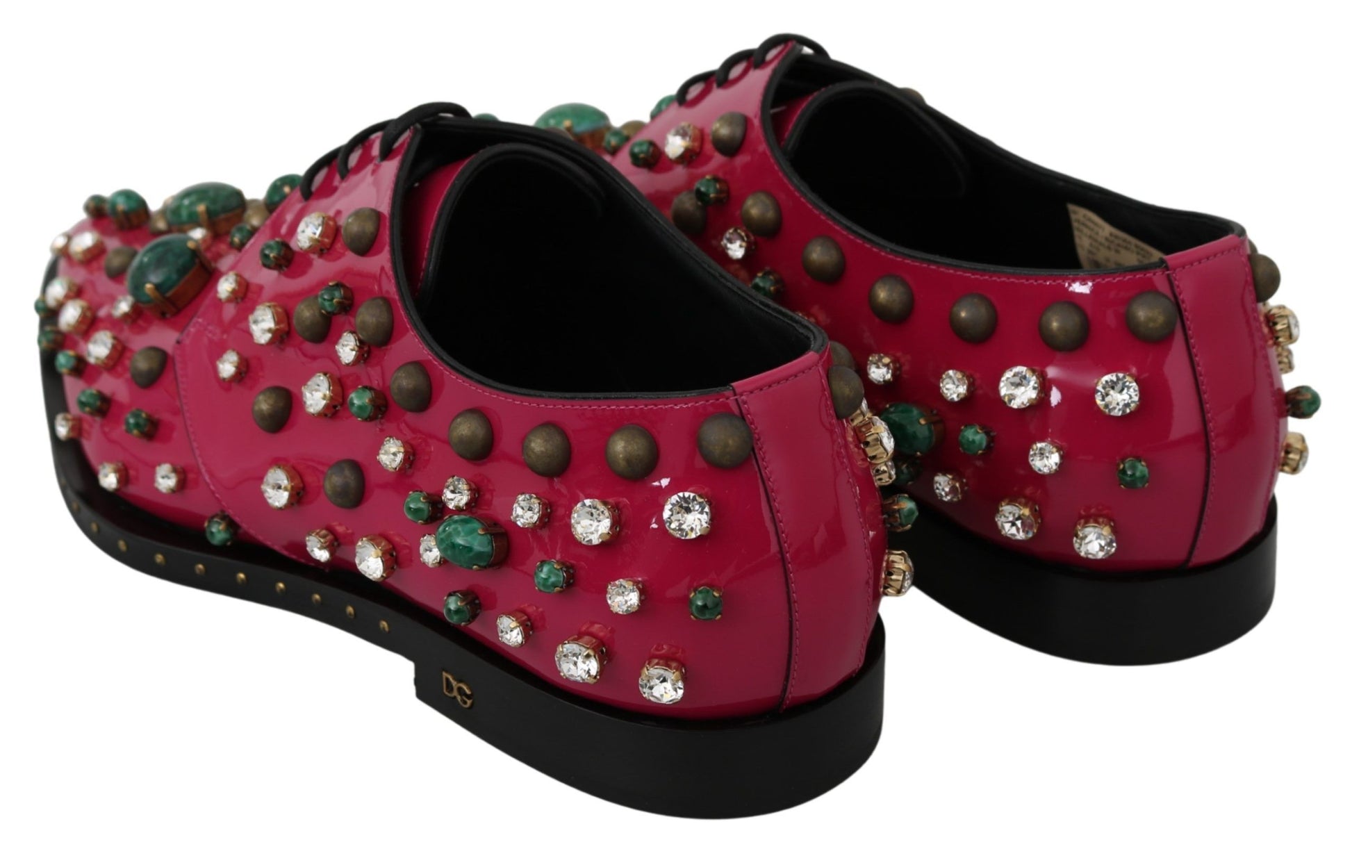 Chaussures Brogue en cuir rose à cristaux Dolce &amp; Gabbana