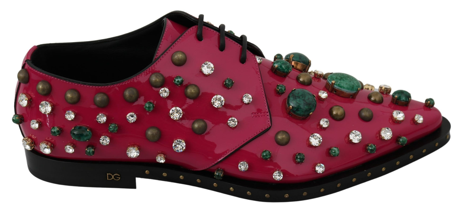 Chaussures Brogue en cuir rose à cristaux Dolce &amp; Gabbana