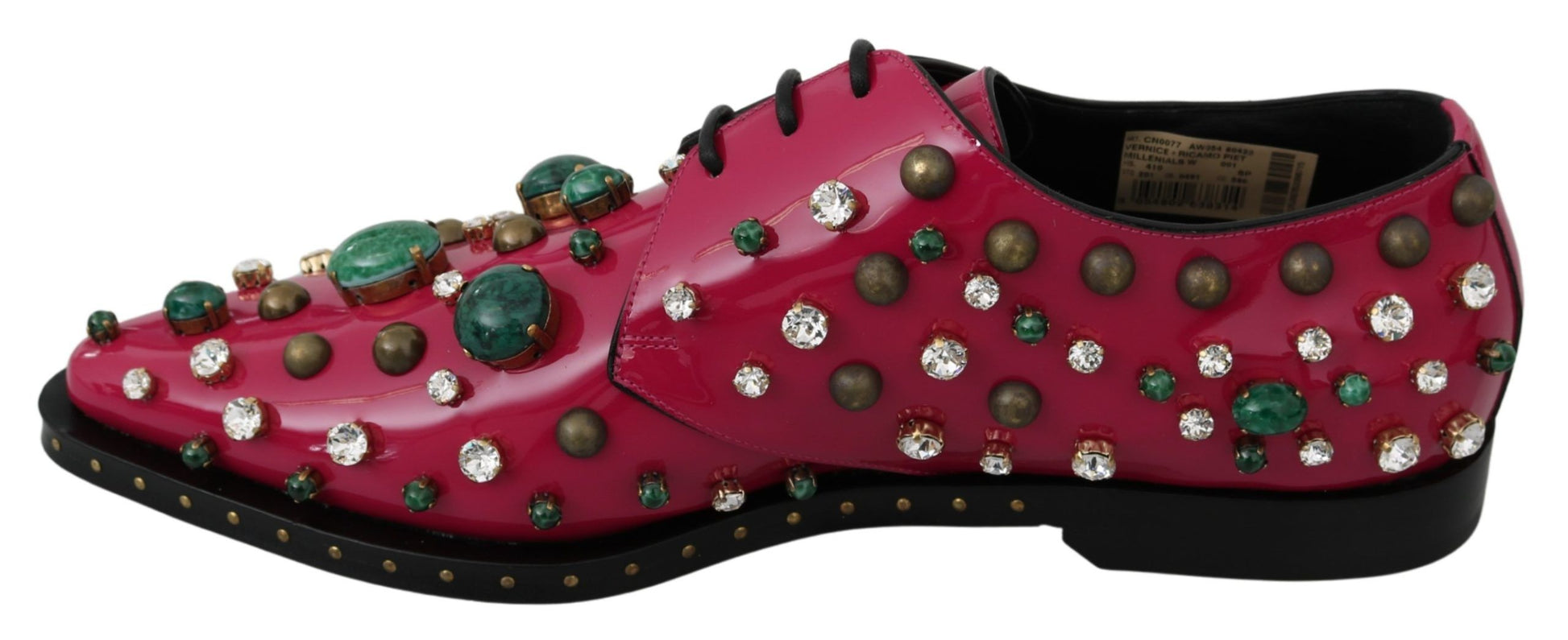 Chaussures Brogue en cuir rose à cristaux Dolce &amp; Gabbana