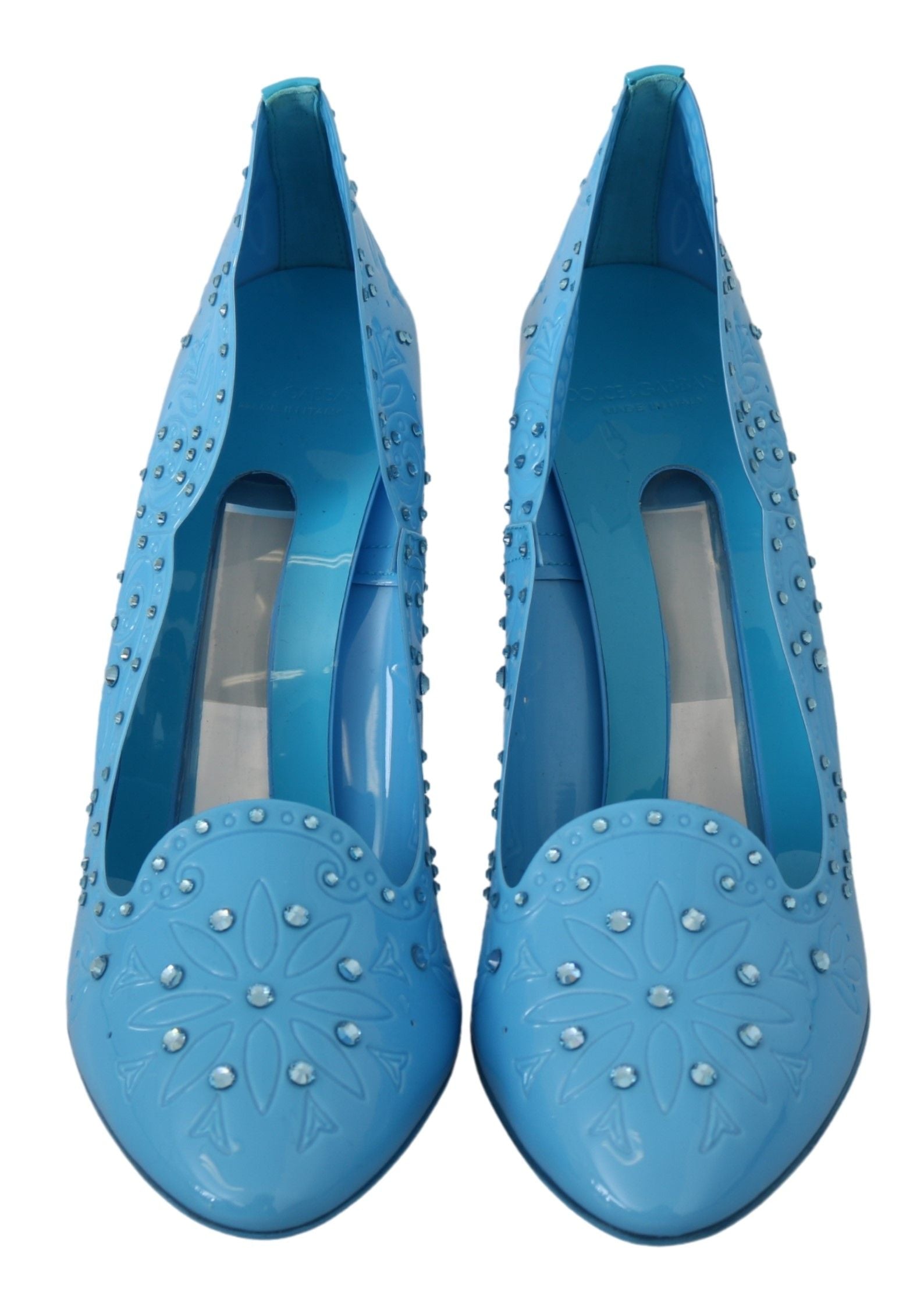 Chaussures à talons Dolce &amp; Gabbana CINDERELLA à fleurs en cristal bleu