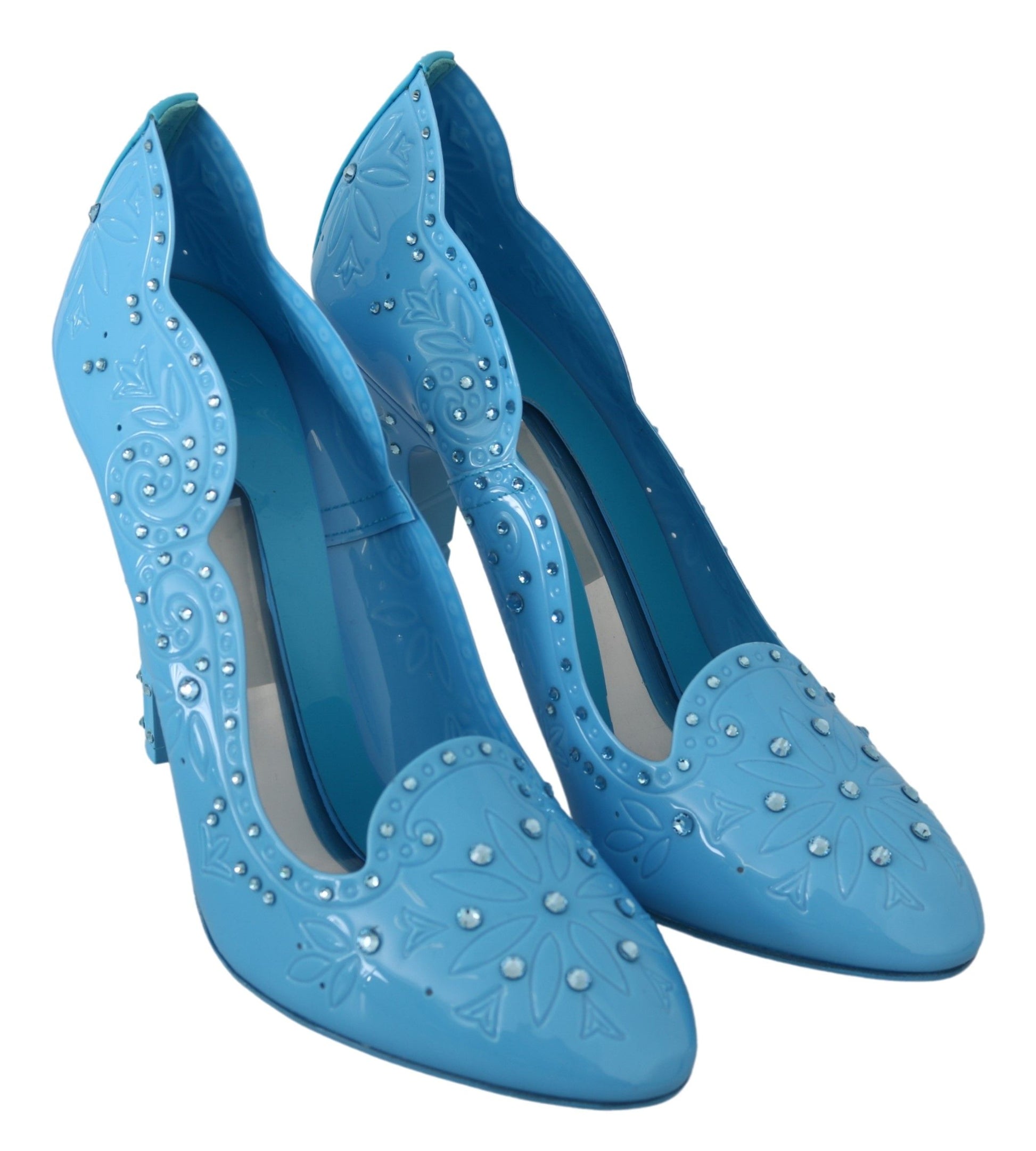 Chaussures à talons Dolce &amp; Gabbana CINDERELLA à fleurs en cristal bleu