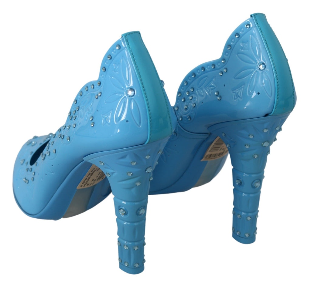 Chaussures à talons Dolce &amp; Gabbana CINDERELLA à fleurs en cristal bleu
