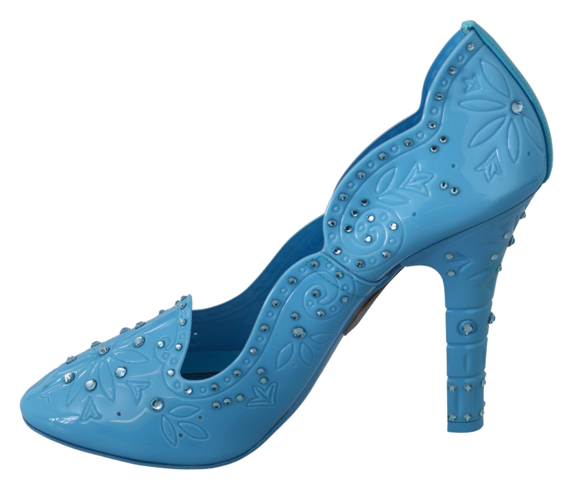 Chaussures à talons Dolce &amp; Gabbana CINDERELLA à fleurs en cristal bleu