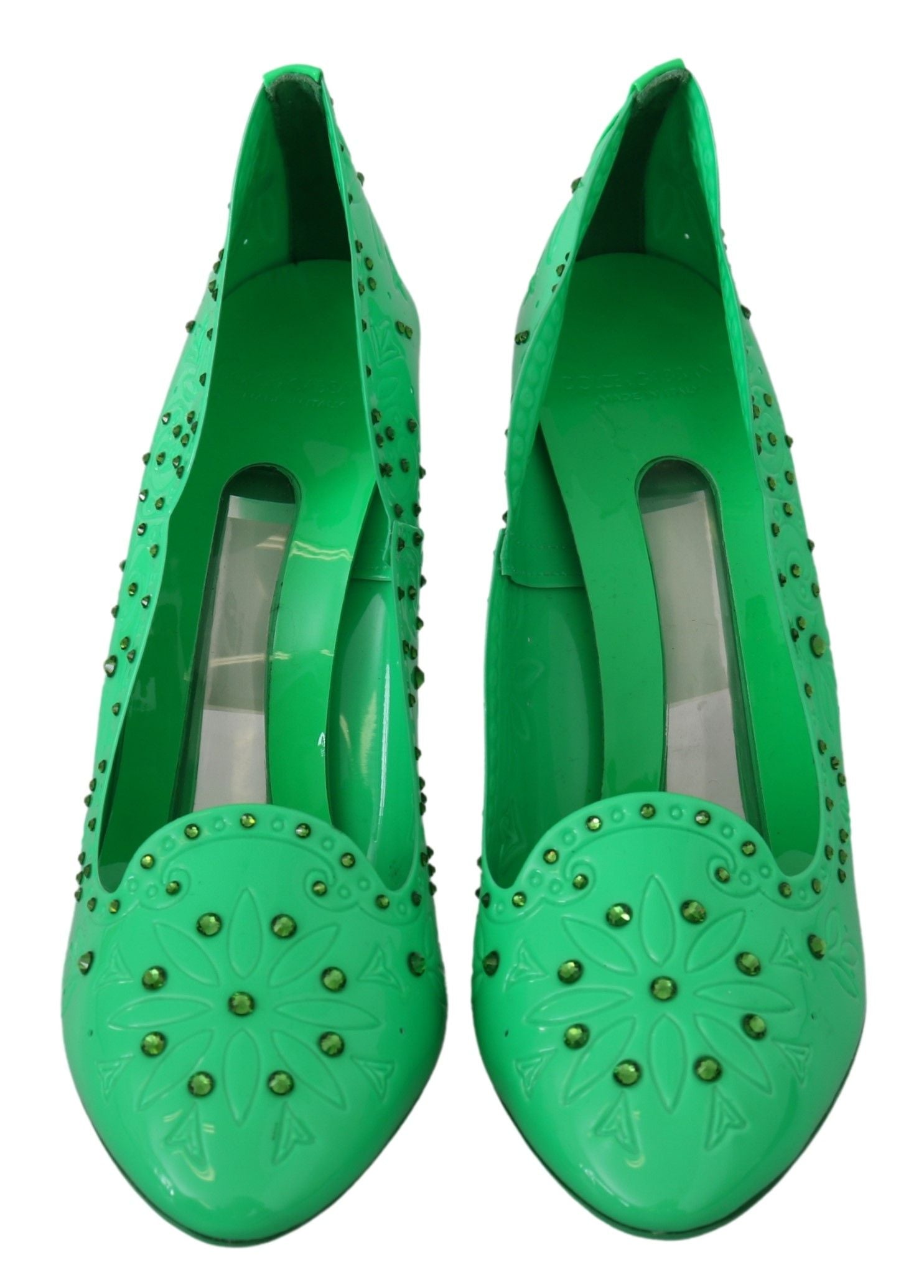 Chaussures à talons fleuris en cristal vert Dolce &amp; Gabbana CINDERELLA
