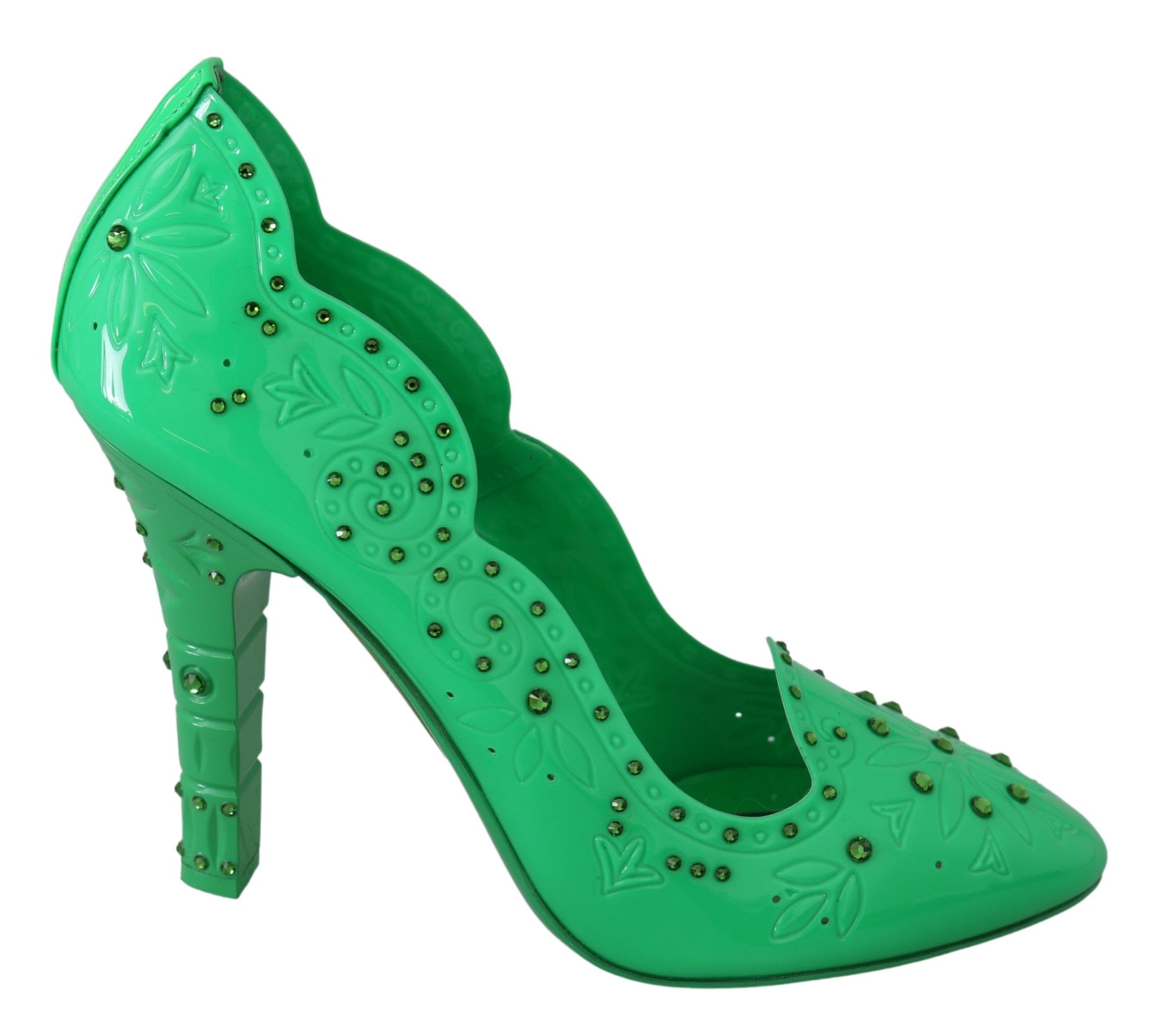 Chaussures à talons fleuris en cristal vert Dolce &amp; Gabbana CINDERELLA