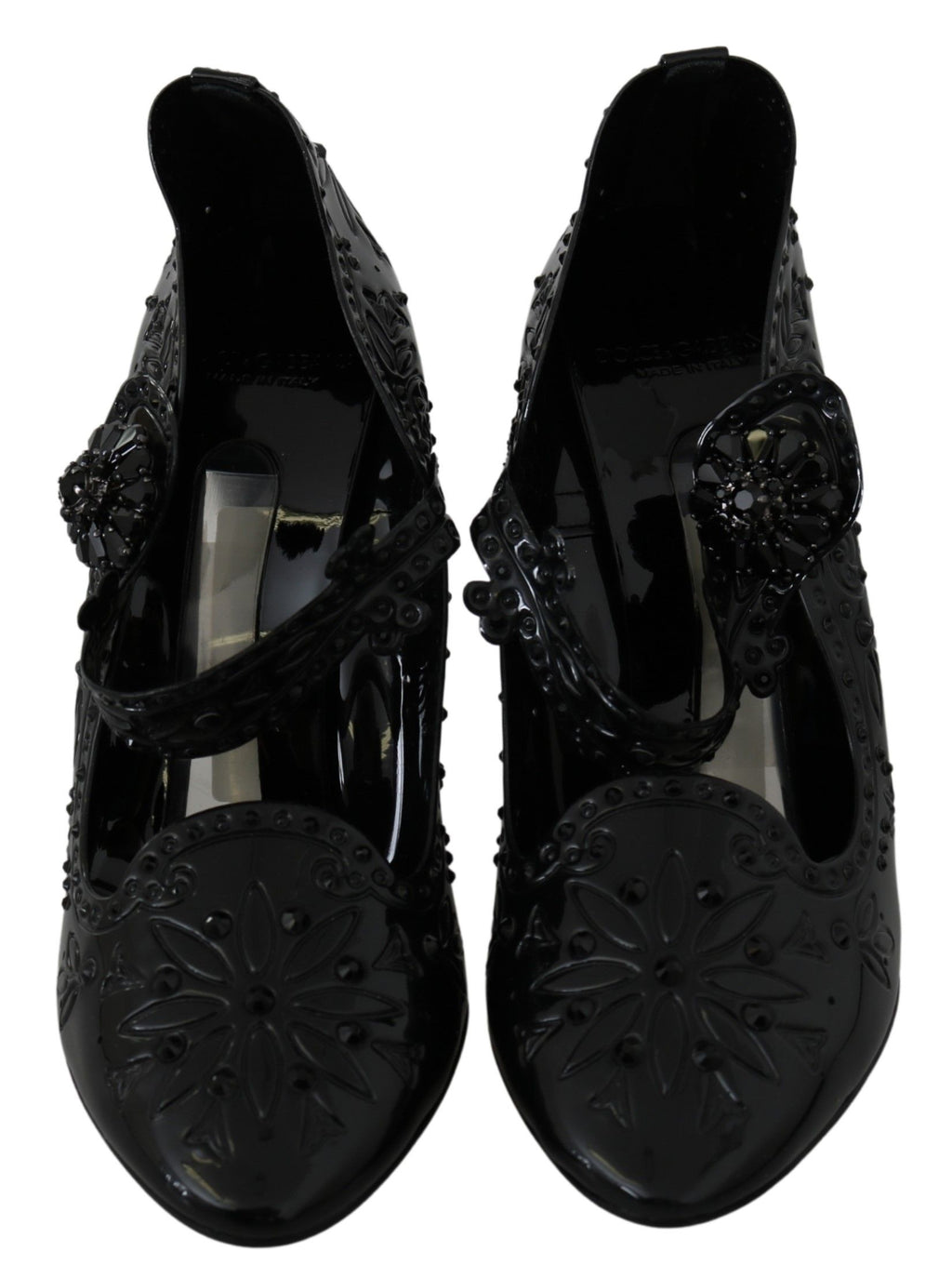 Chaussures à talons Dolce &amp; Gabbana CINDERELLA noires à fleurs et cristaux