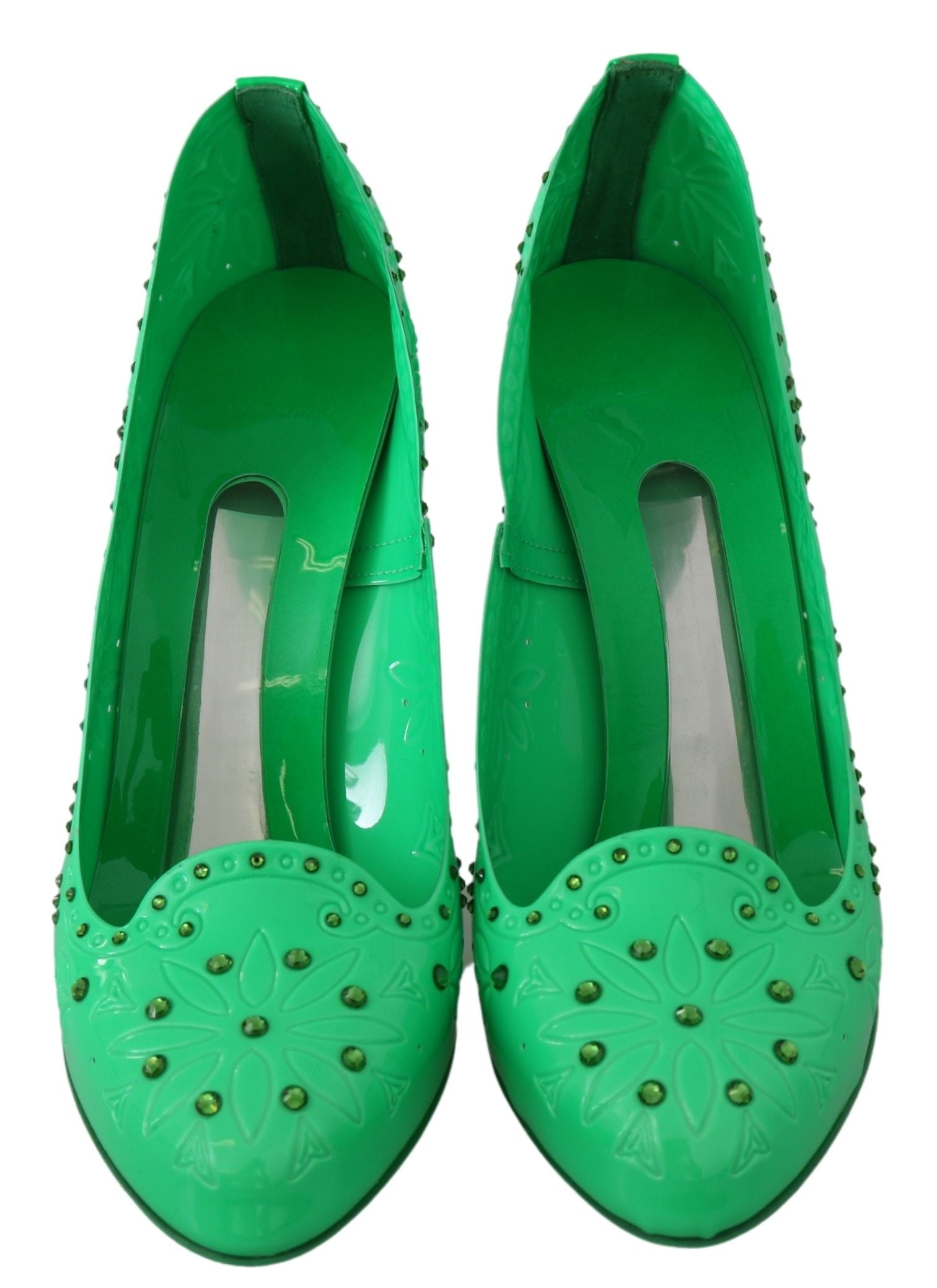 Chaussures à talons Dolce &amp; Gabbana CINDERELLA à fleurs et cristaux verts