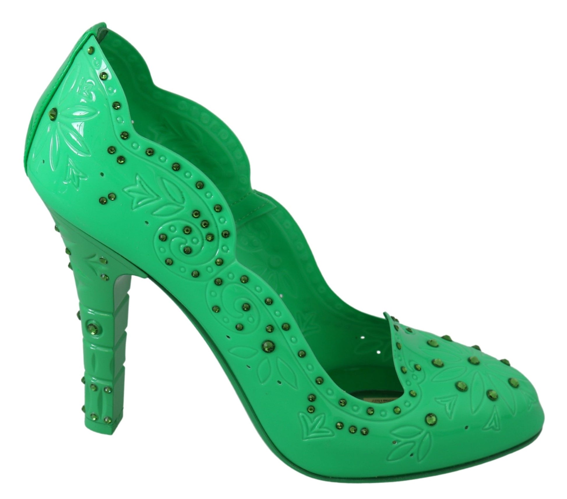 Chaussures à talons Dolce &amp; Gabbana CINDERELLA à fleurs et cristaux verts