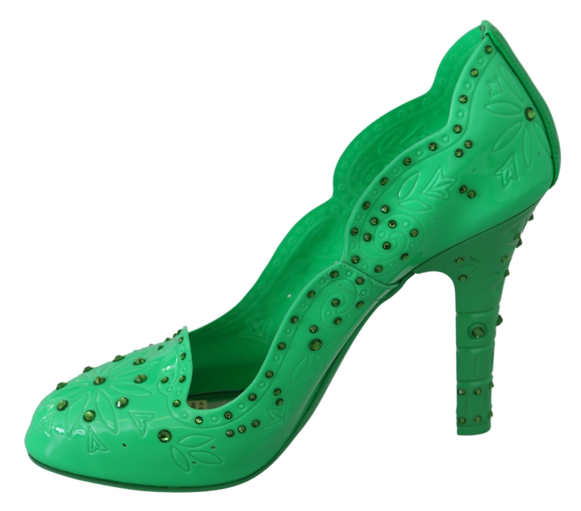Chaussures à talons Dolce &amp; Gabbana CINDERELLA à fleurs et cristaux verts