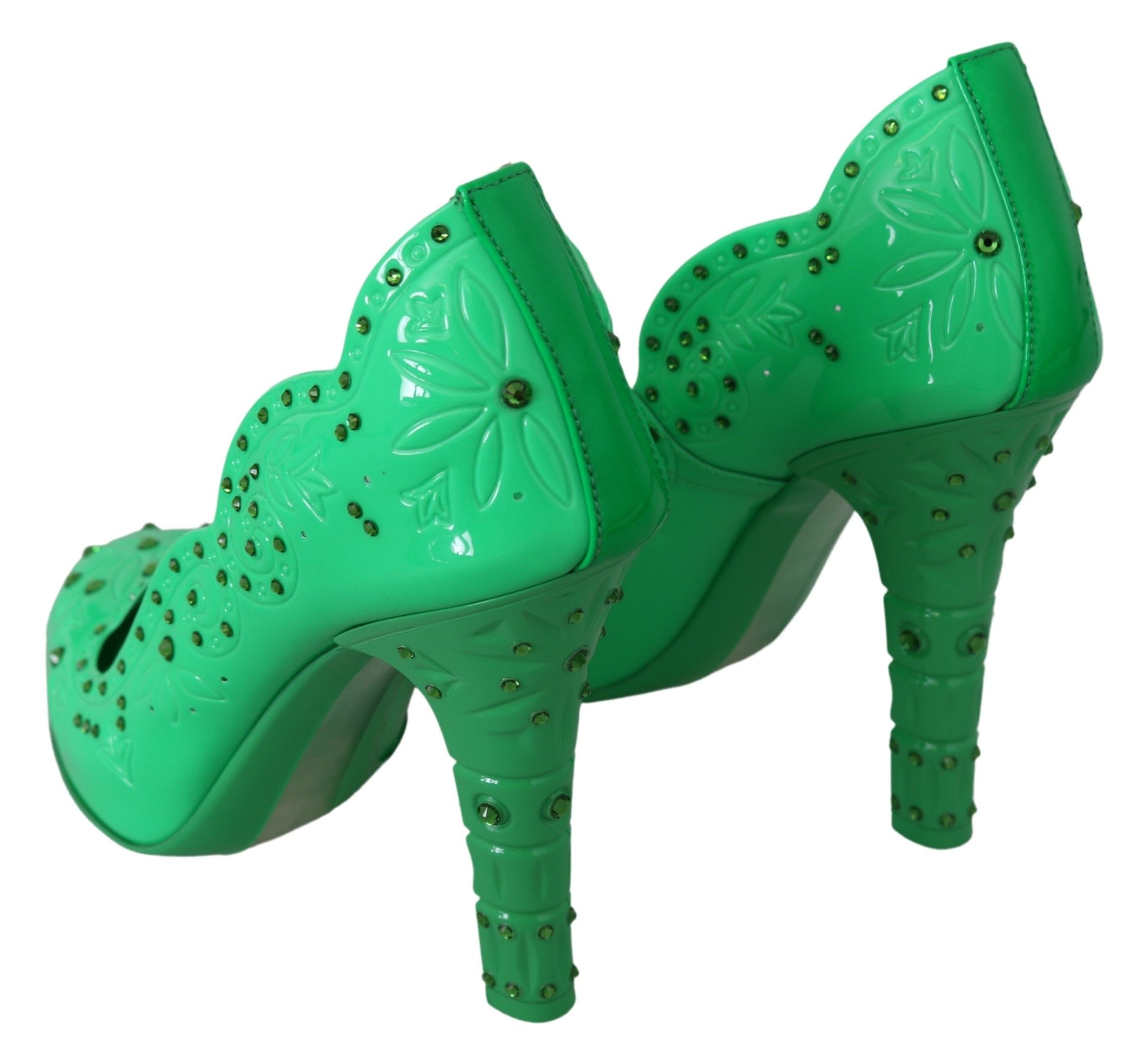 Chaussures à talons Dolce &amp; Gabbana CINDERELLA à fleurs et cristaux verts