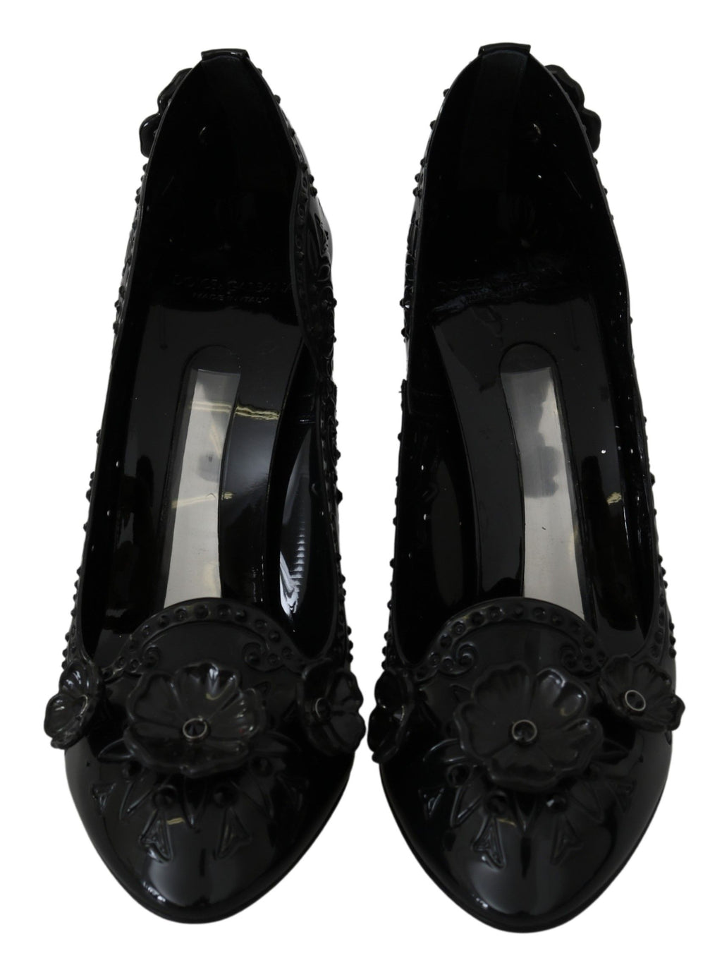 Chaussures à talons Dolce &amp; Gabbana CINDERELLA noires à fleurs et cristaux