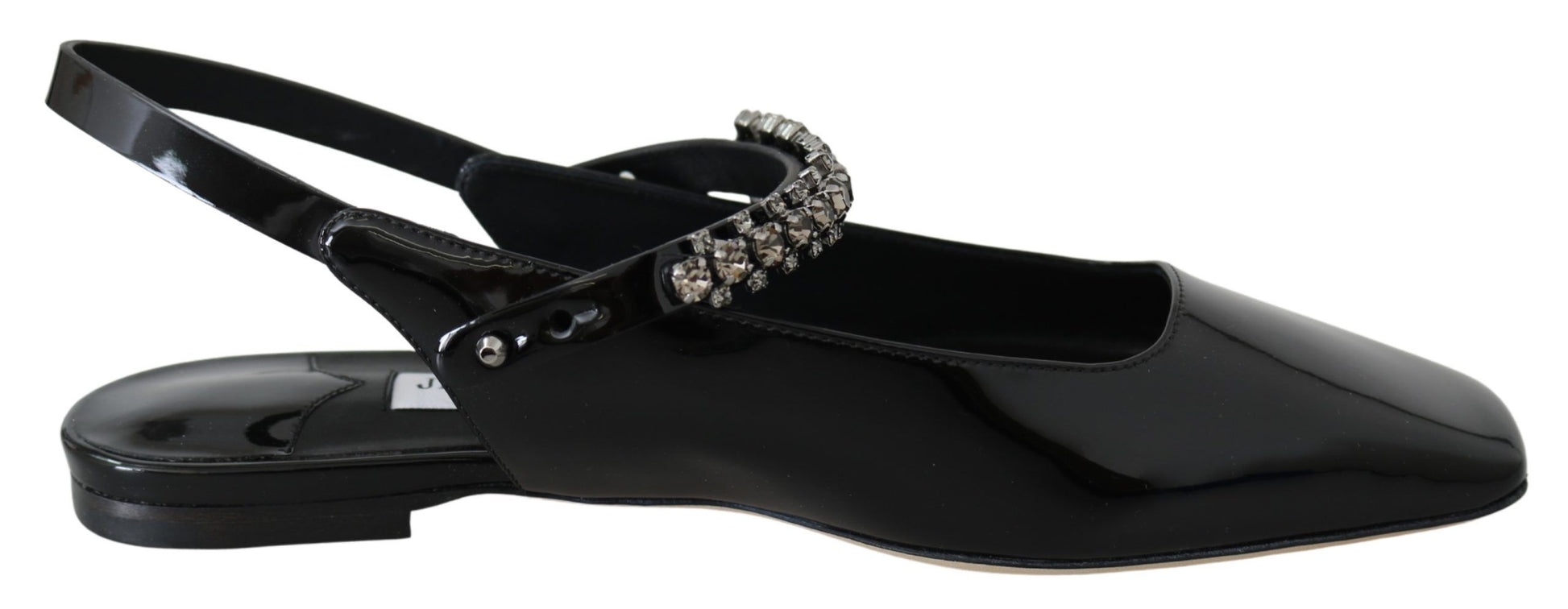 Jimmy Choo Élégantes ballerines noires vernies avec accents de cristal