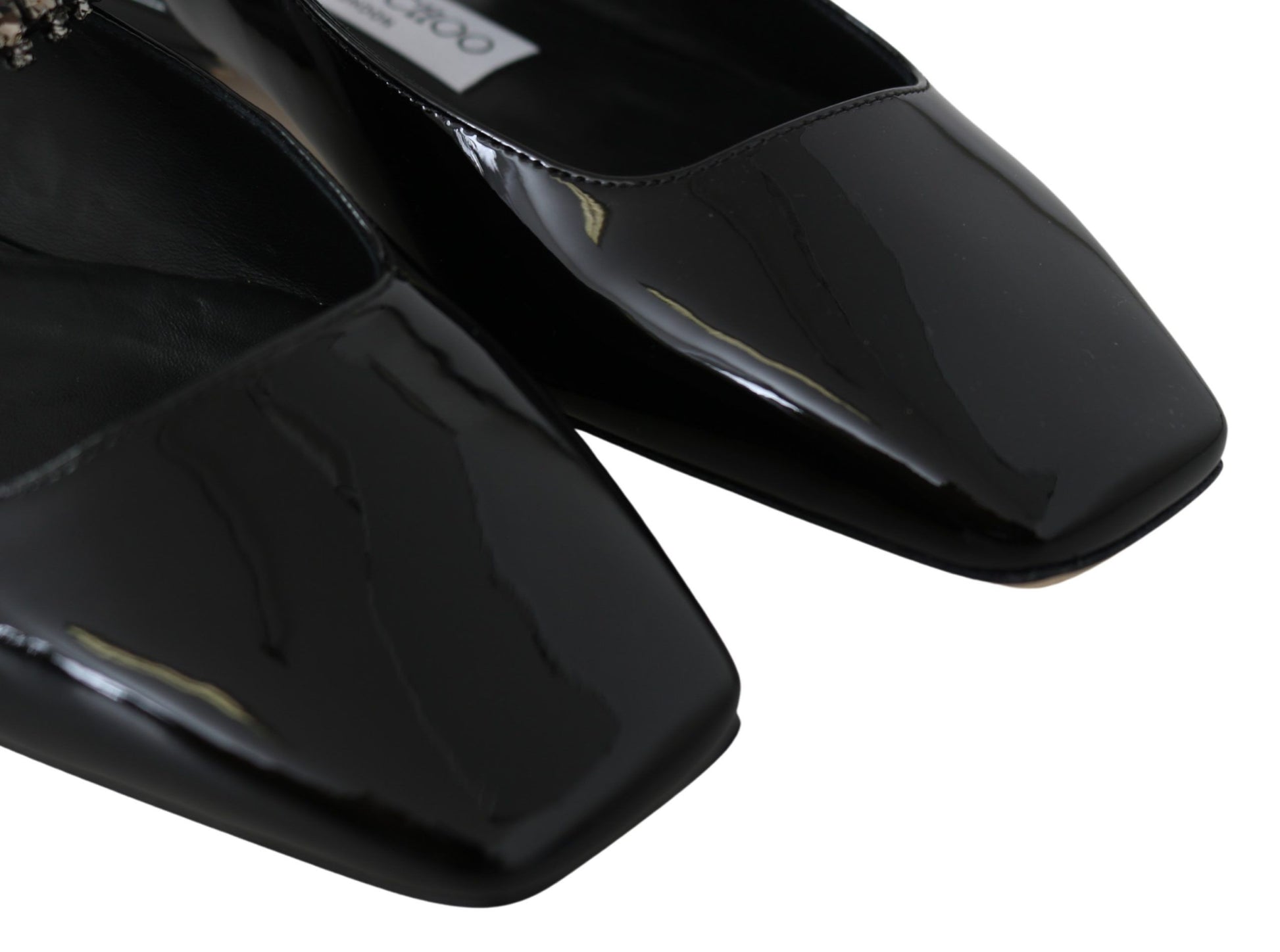 Jimmy Choo Élégantes ballerines noires vernies avec accents de cristal