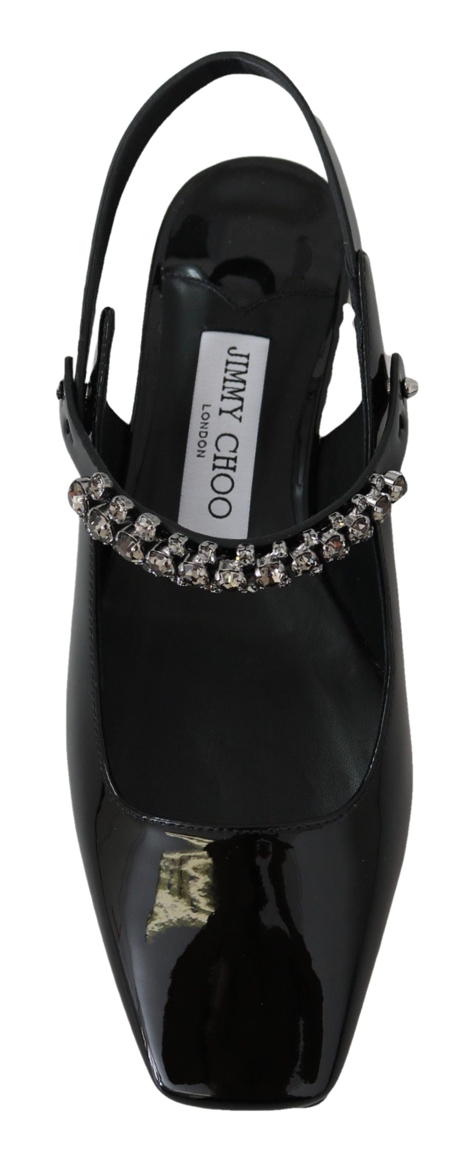 Jimmy Choo Élégantes ballerines noires vernies avec accents de cristal