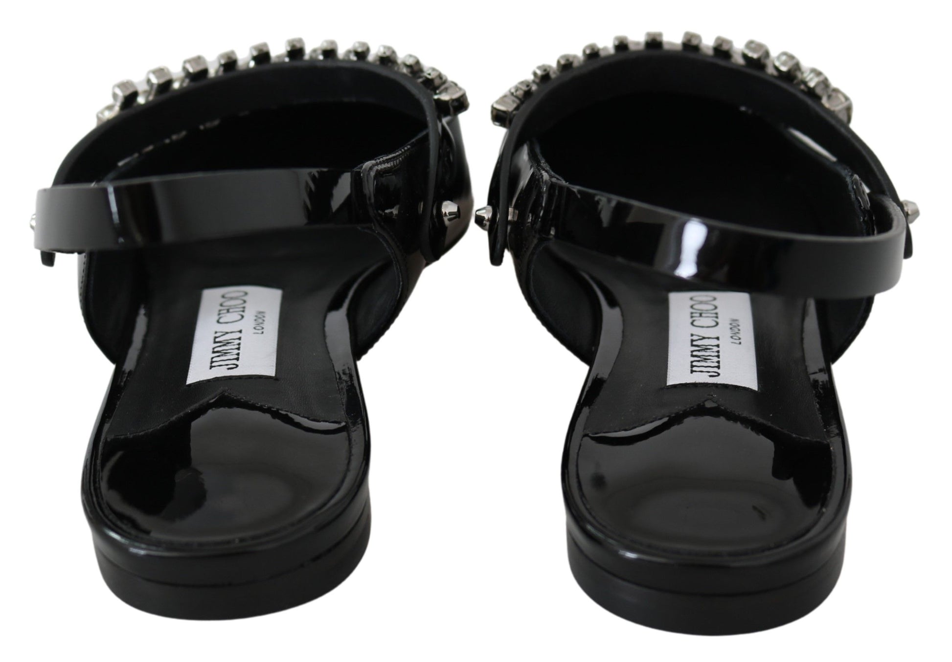 Jimmy Choo Élégantes ballerines noires vernies avec accents de cristal