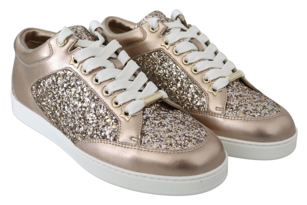 Baskets Jimmy Choo en cuir pailleté rose ballet
