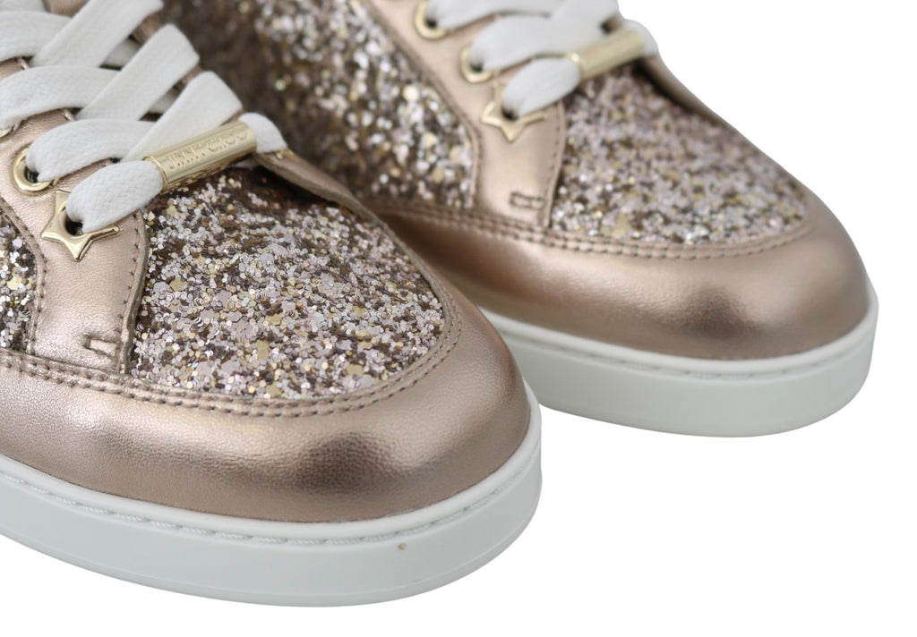 Baskets Jimmy Choo en cuir pailleté rose ballet