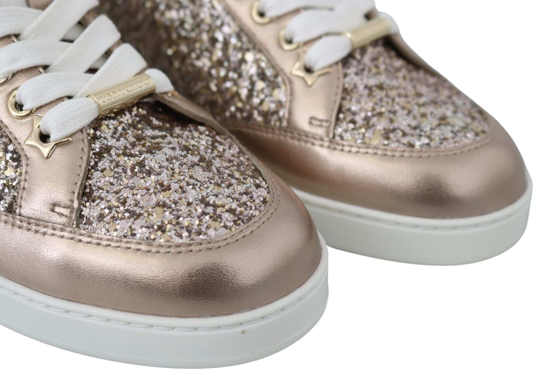 Baskets Jimmy Choo en cuir pailleté rose ballet
