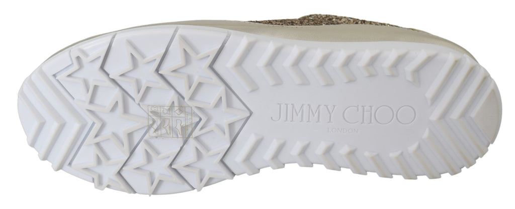 Baskets Jimmy Choo en cuir pailleté doré antique