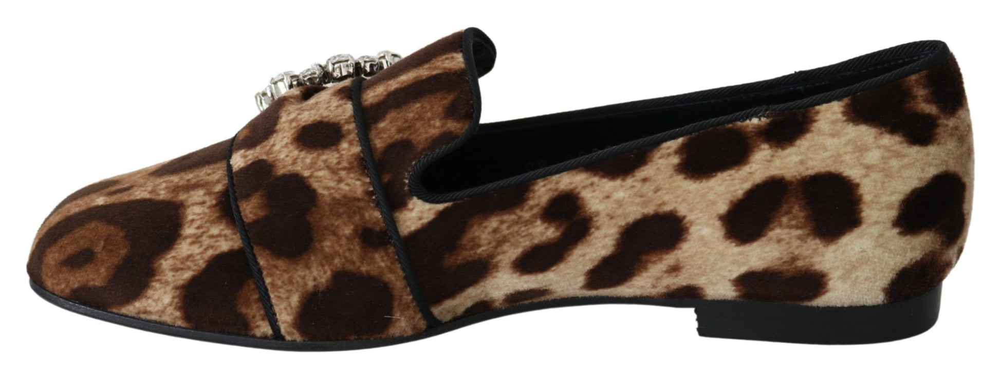Mocassins plats Dolce &amp; Gabbana à imprimé léopard marron et cristaux