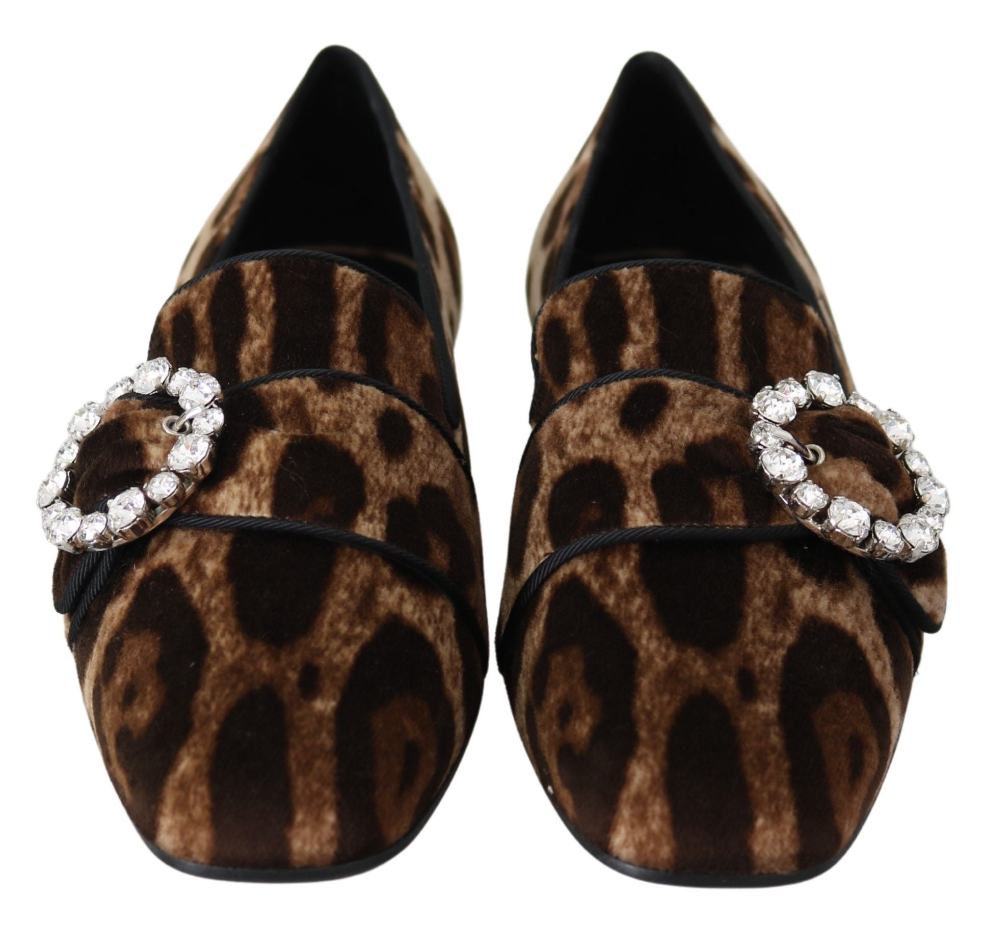 Mocassins plats Dolce &amp; Gabbana à imprimé léopard marron et cristaux