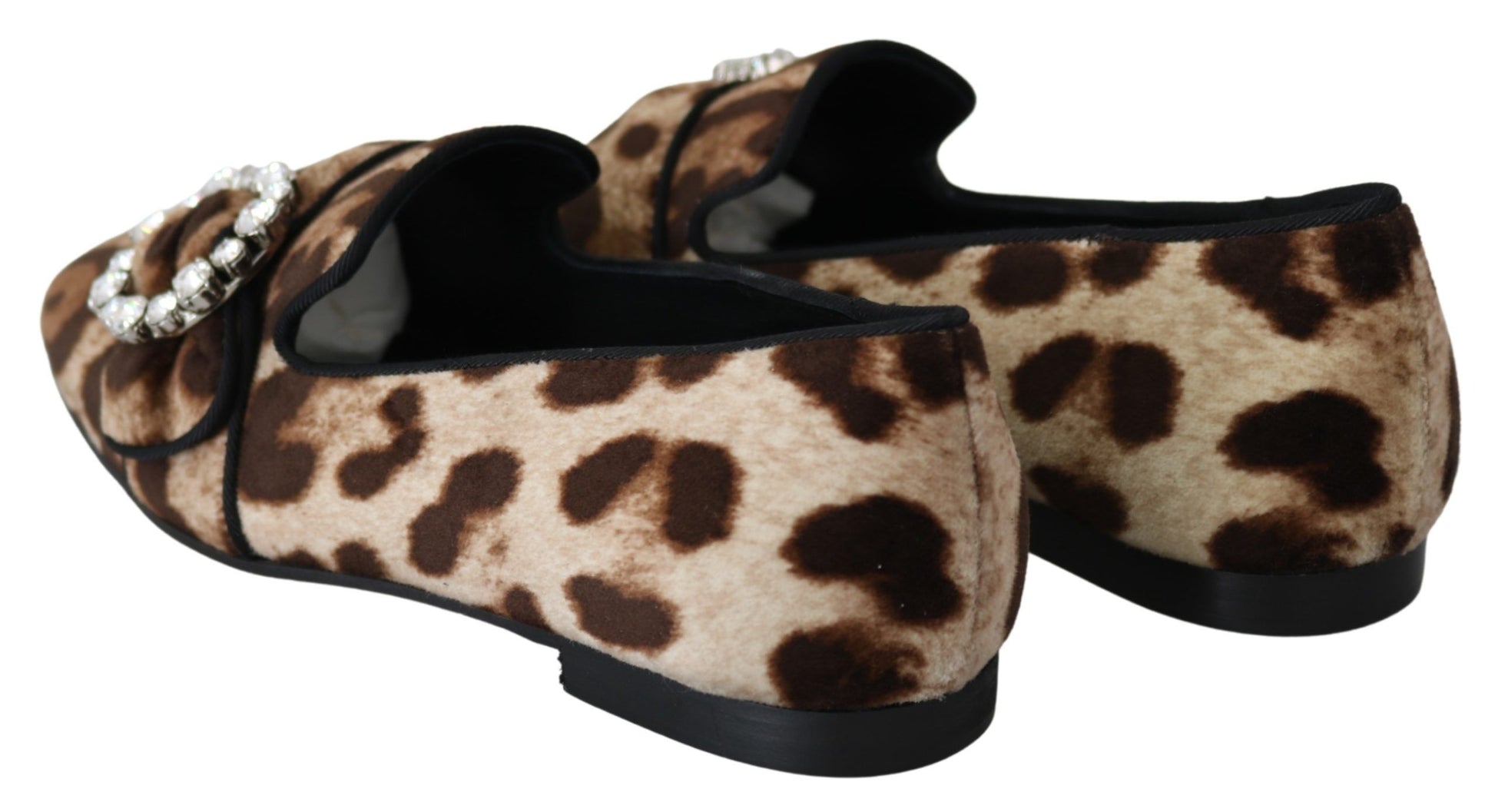 Mocassins plats Dolce &amp; Gabbana à imprimé léopard marron et cristaux