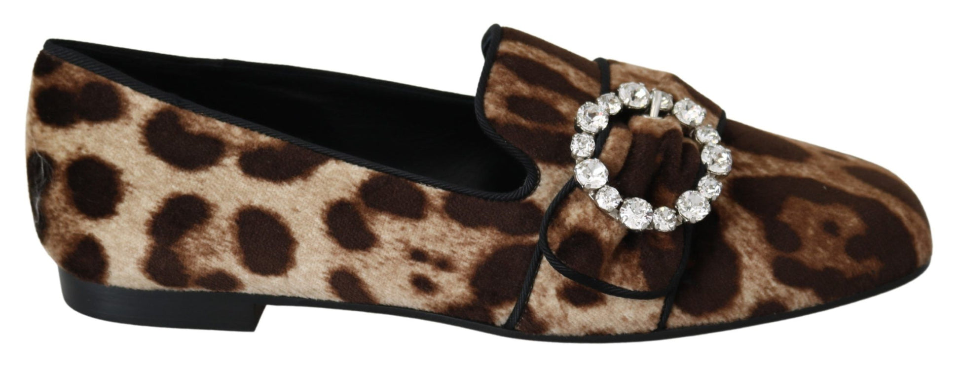 Mocassins plats Dolce &amp; Gabbana à imprimé léopard marron et cristaux