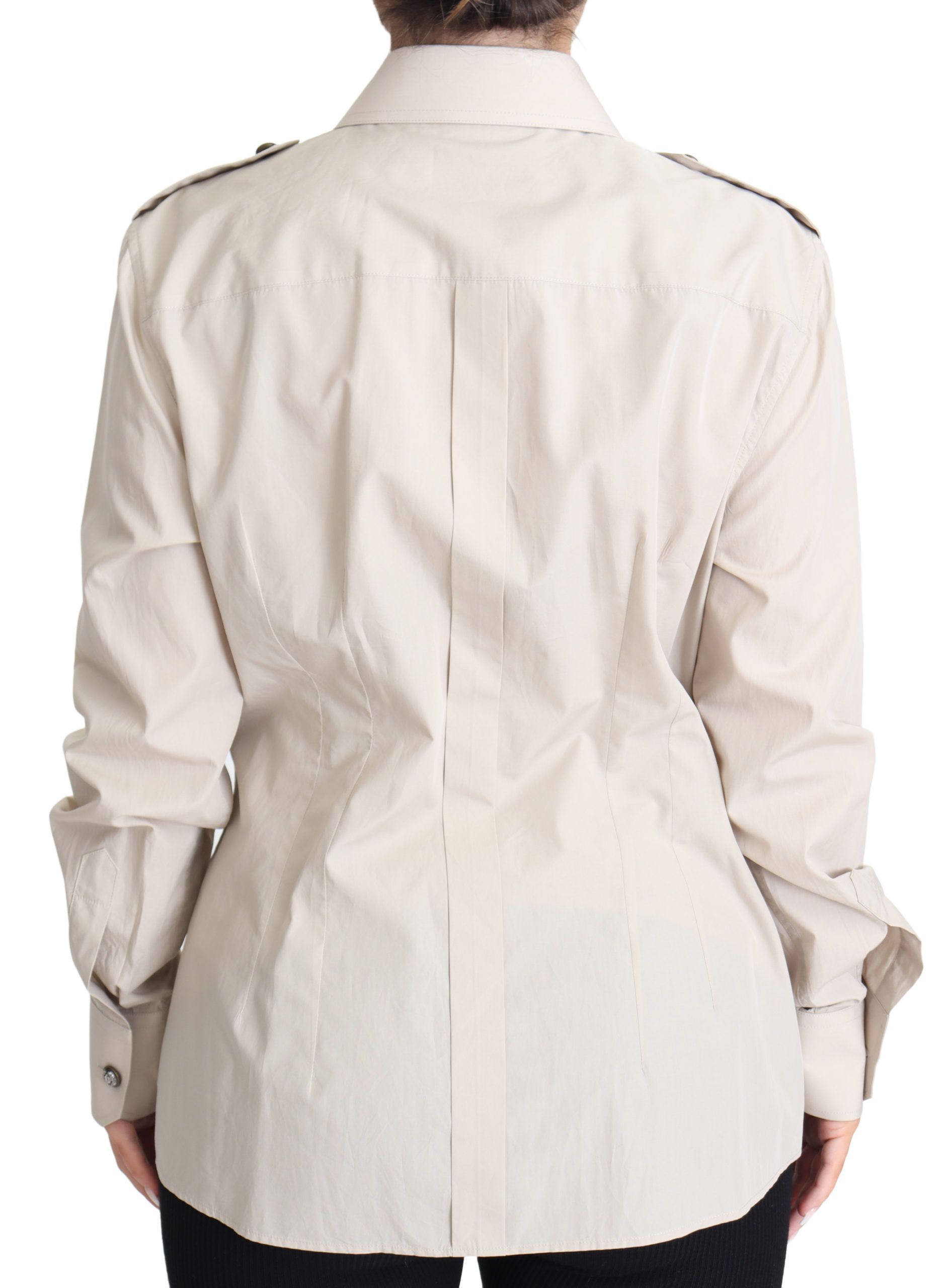 Chemise Safari ajustée en popeline beige Dolce &amp; Gabbana avec poches