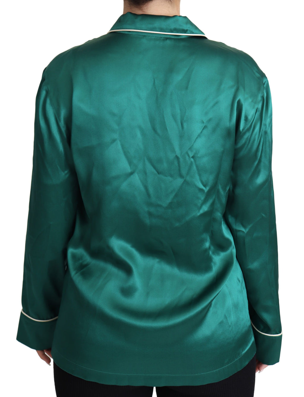 Dolce &amp; Gabbana Chemisier de pyjama vert Haut de nuit en soie