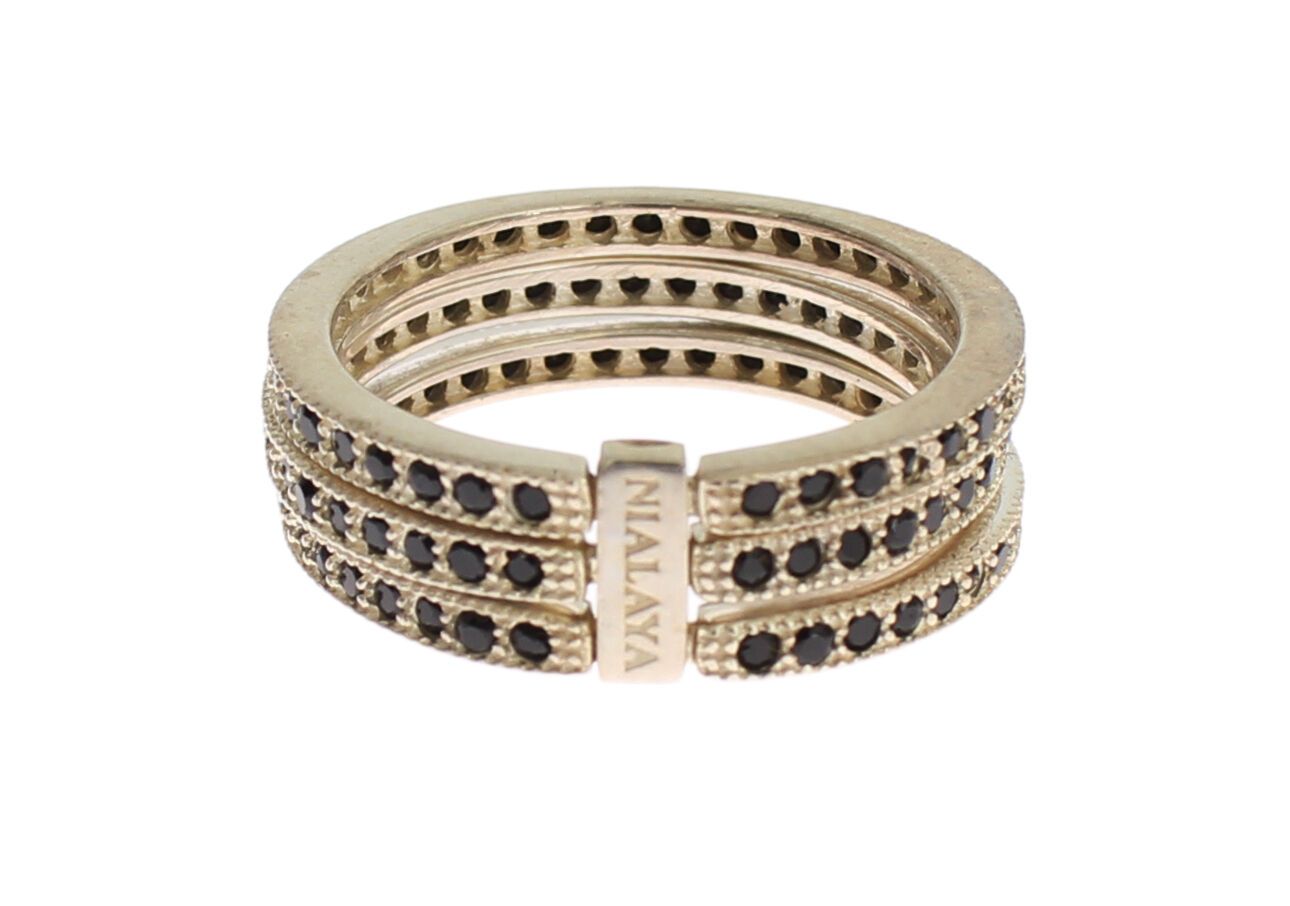 Bague Nialaya en argent sterling 925 et zircone cubique noire pour femme