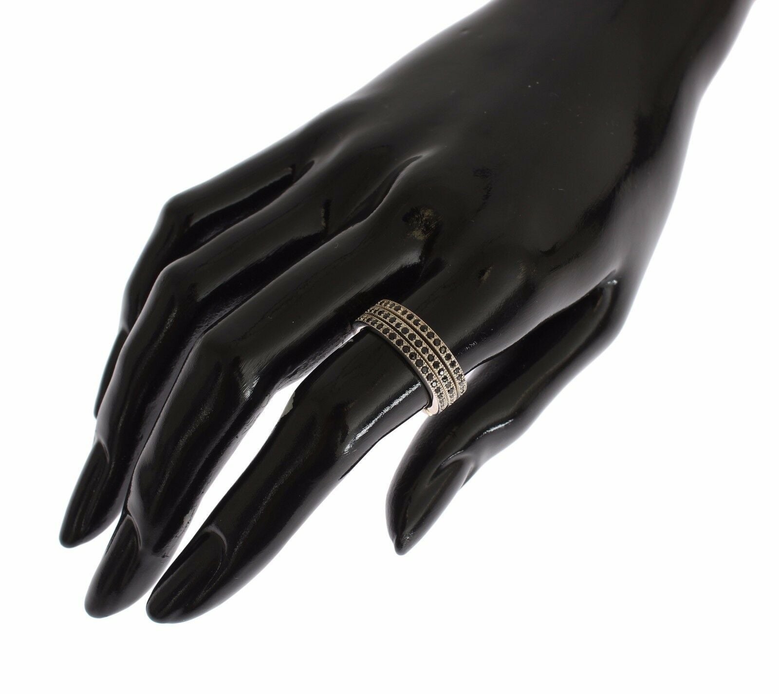 Bague Nialaya en argent sterling 925 et zircone cubique noire pour femme