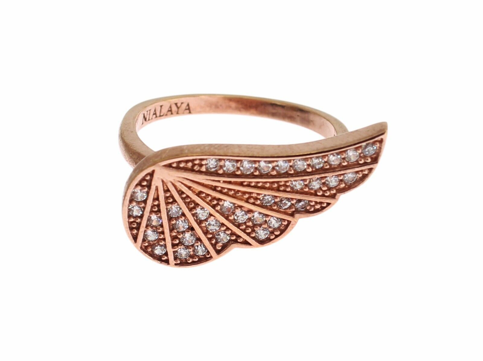 Bague Nialaya en or rose et argent 925 avec zircone cubique transparent pour femme