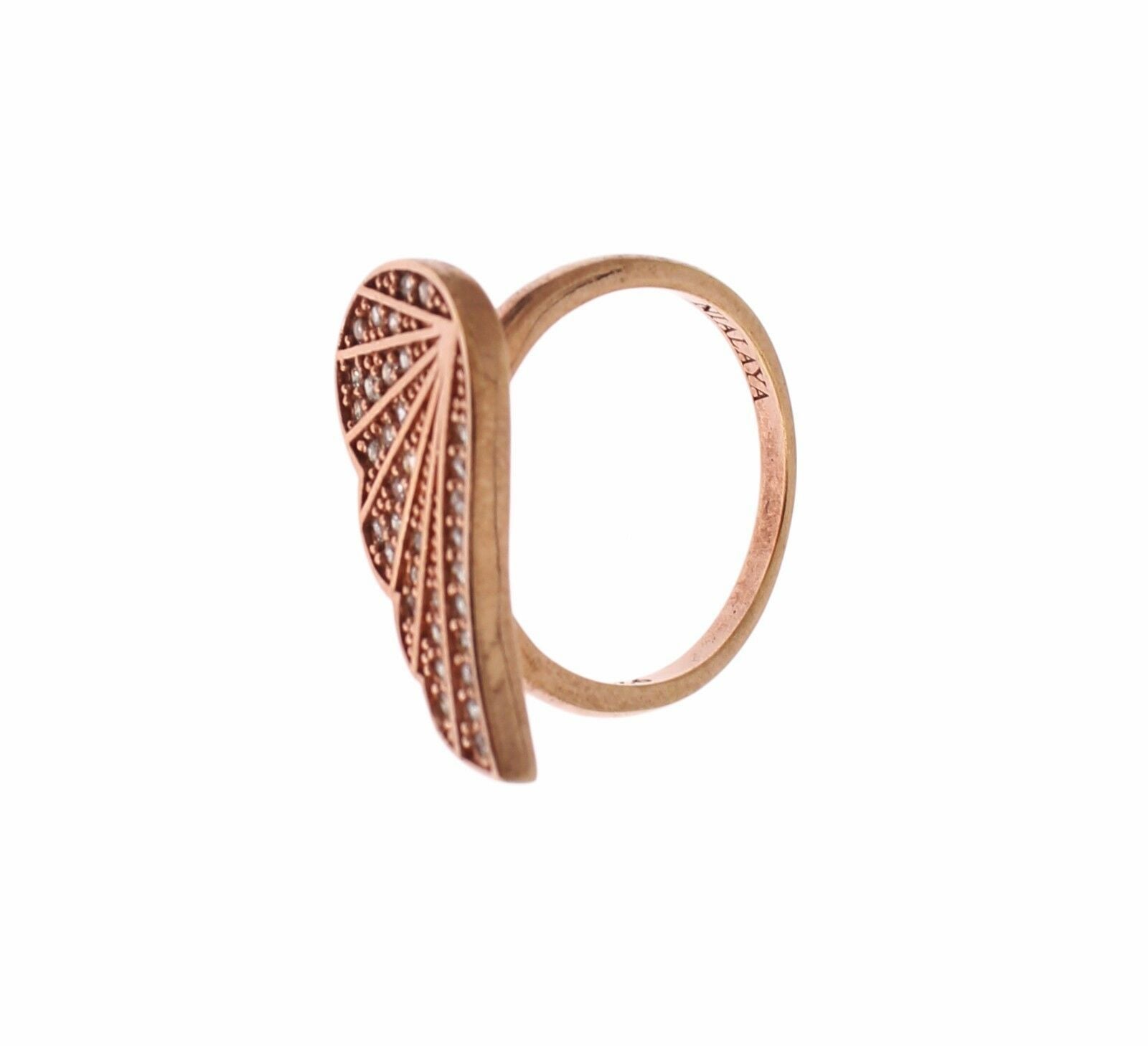 Bague Nialaya en or rose et argent 925 avec zircone cubique transparent pour femme