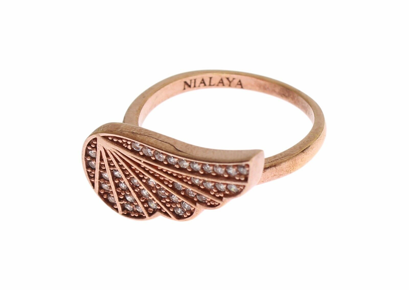 Bague Nialaya en or rose et argent 925 avec zircone cubique transparent pour femme