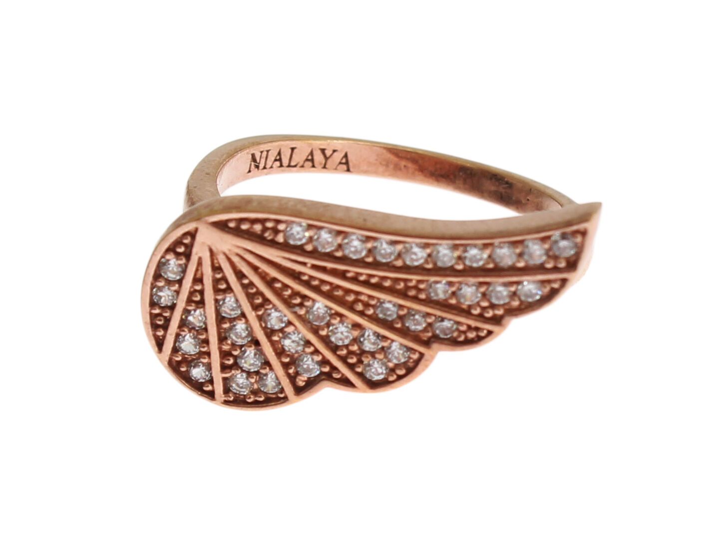 Bague Nialaya en or rose et argent 925 avec zircone cubique transparent pour femme