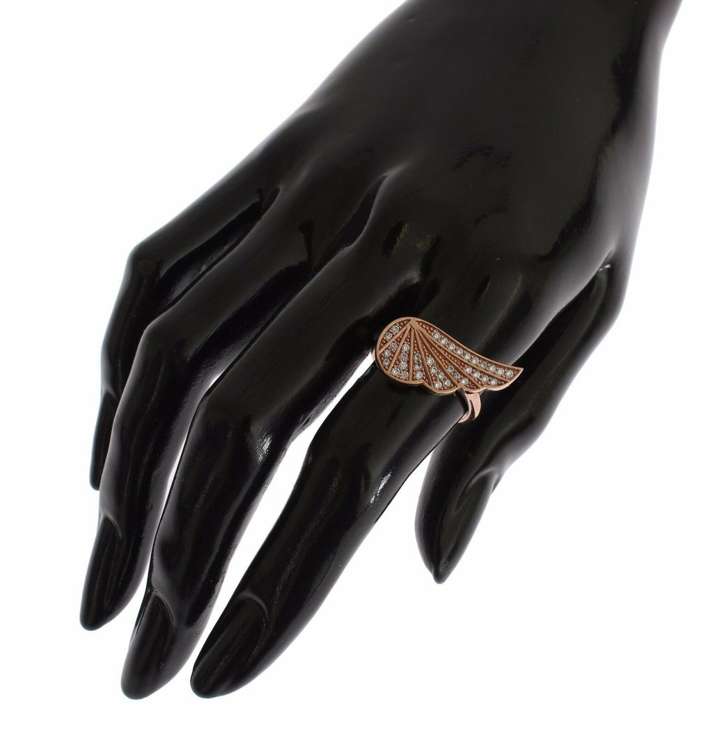 Bague Nialaya en or rose et argent 925 avec zircone cubique transparent pour femme
