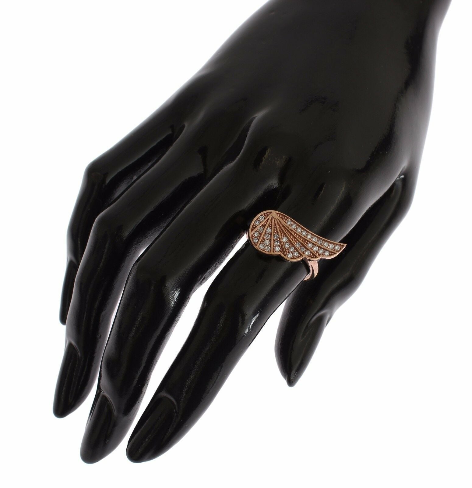 Bague Nialaya en or rose et argent 925 avec zircone cubique transparent pour femme
