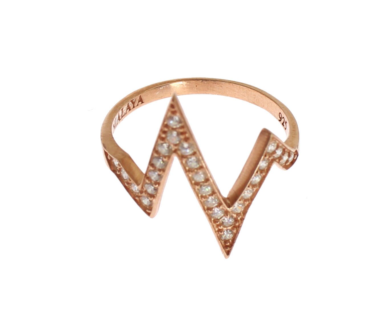 Bague transparente Nialaya en or rose et argent 925 pour femme