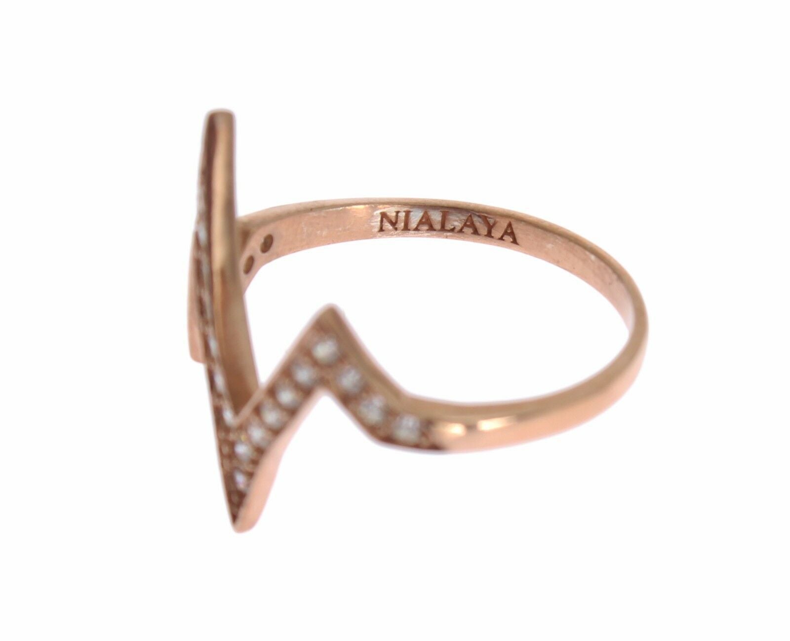 Bague transparente Nialaya en or rose et argent 925 pour femme
