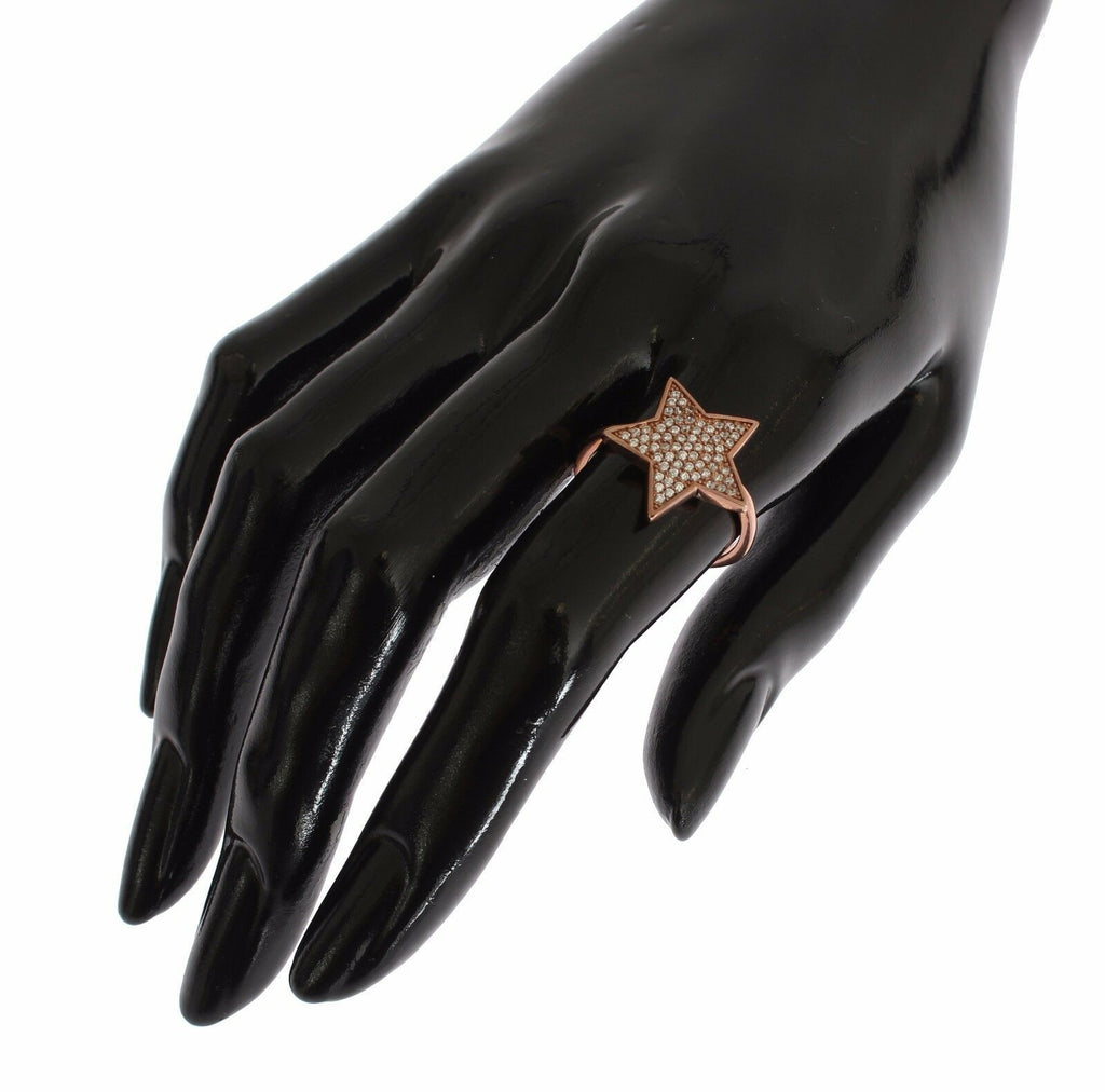 Bague Nialaya pour femme en argent 925 avec étoile en zircone cubique transparent