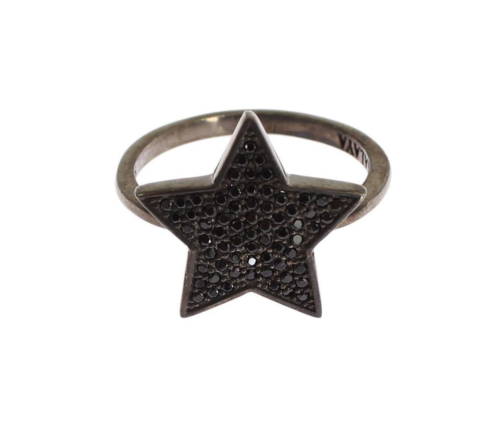 Bague Nialaya en argent 925 avec étoile noire en zircone cubique