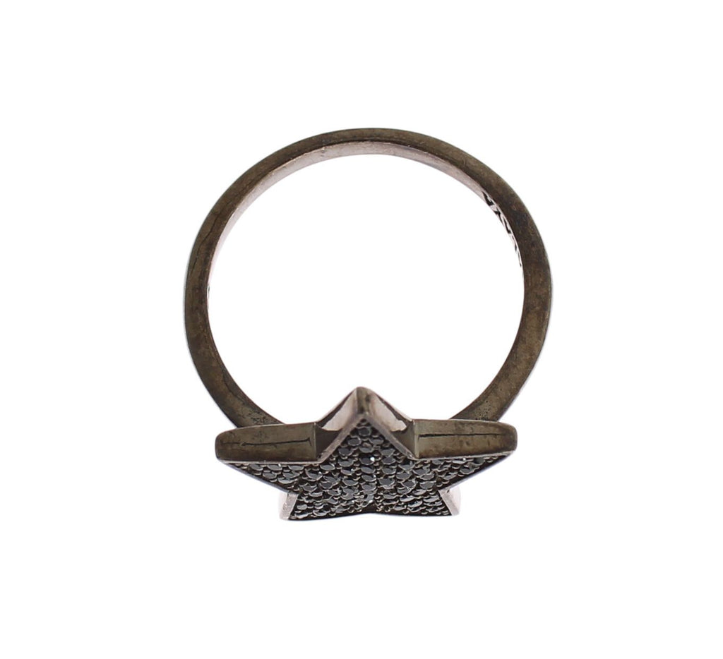 Bague Nialaya en argent 925 avec étoile noire en zircone cubique